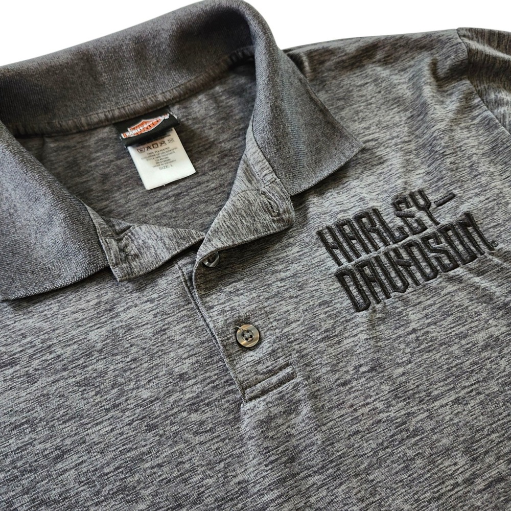 Harley Davidson Gray Polo Shirt Motorcycle Bayside Portsmouth Virginia men's L